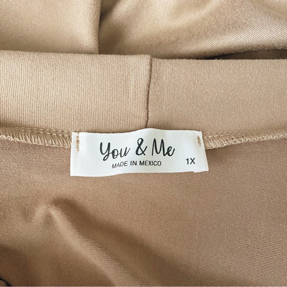 You & Me Short Sleeve Open Front Cardigan w/Pockets Women’s Plus 1X in Camel - Picture 10 of 11